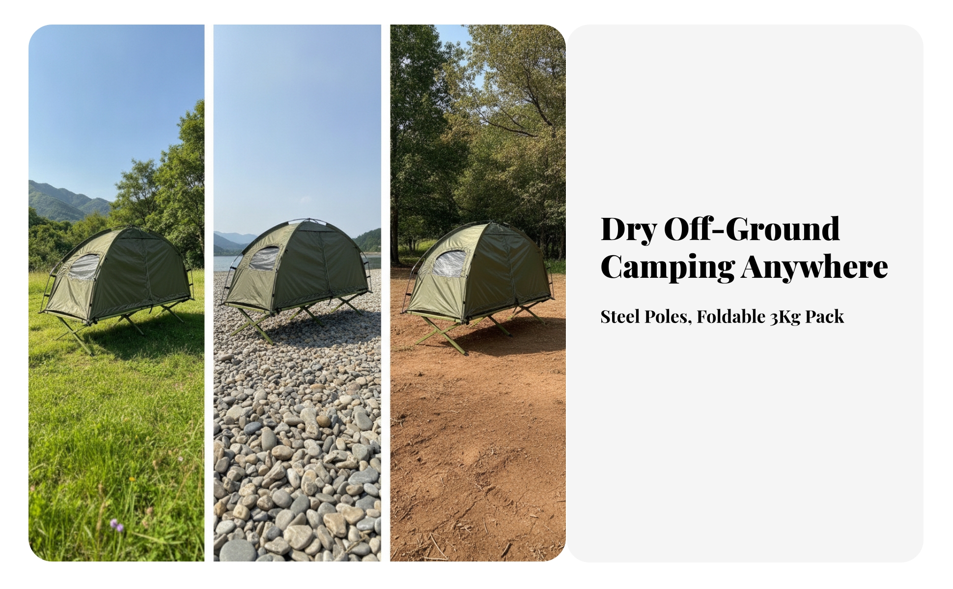 Camping Tent Sturdy Outdoor Tent Shelter Breathable Stable for Campers, Fishing, Backyard