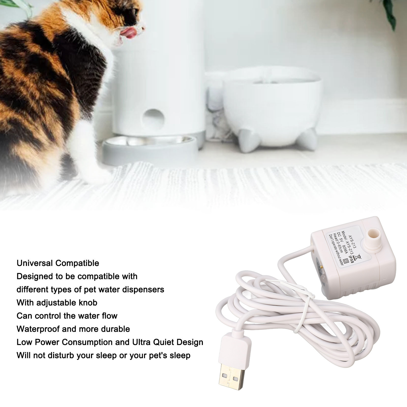 Pumpa za fontanu za kućne ljubimce 5V USB napajanje uklonjiva podesiva DC motor bez četkica zamenska pumpa za fontanu za mačke
