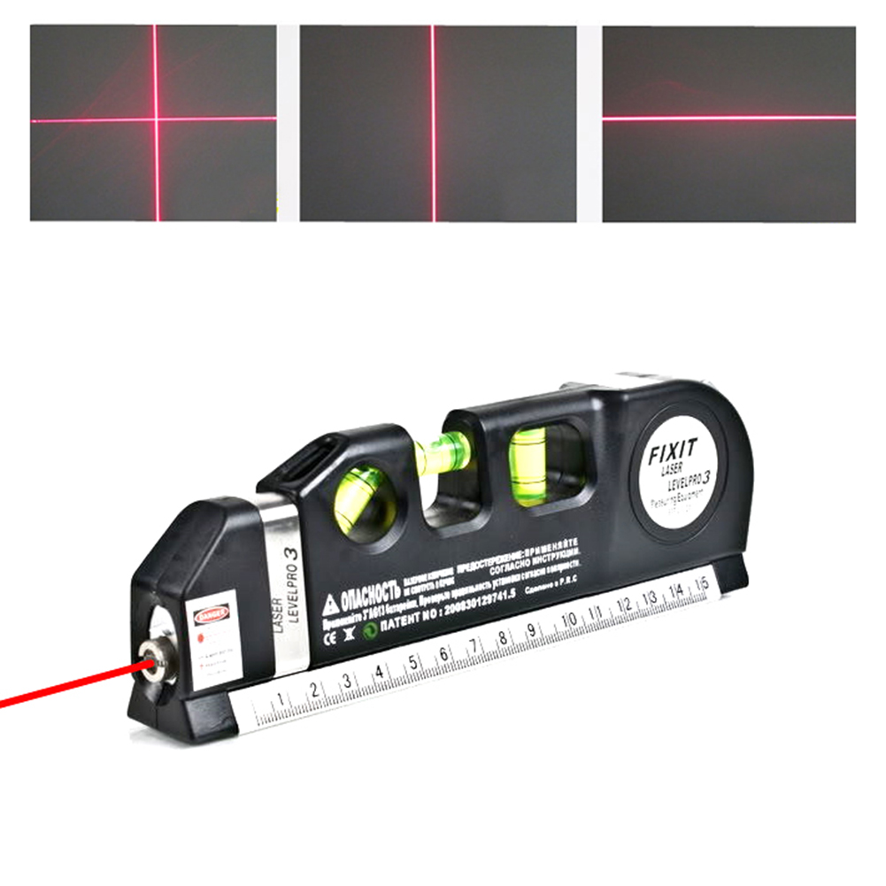 Multifunkcionalni laserski nivelator sa ukrštenim linijama, mernom trakom od 2.5M i metričkim lenjirima