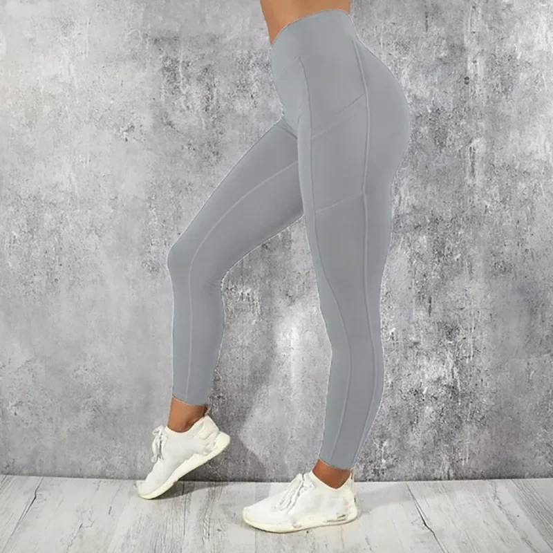 Ženske helanke za jogu i fitnes sa visokim strukom i džepom, za teretanu, trčanje, rastegljive, seksi, za podizanje zadnjice, svakodnevne uske pantalone