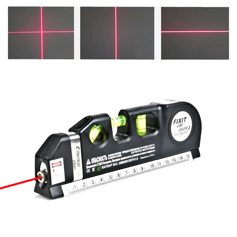 Multifunkcionalni laserski nivelator sa ukrštenim linijama, mernom trakom od 2.5M i metričkim lenjirima