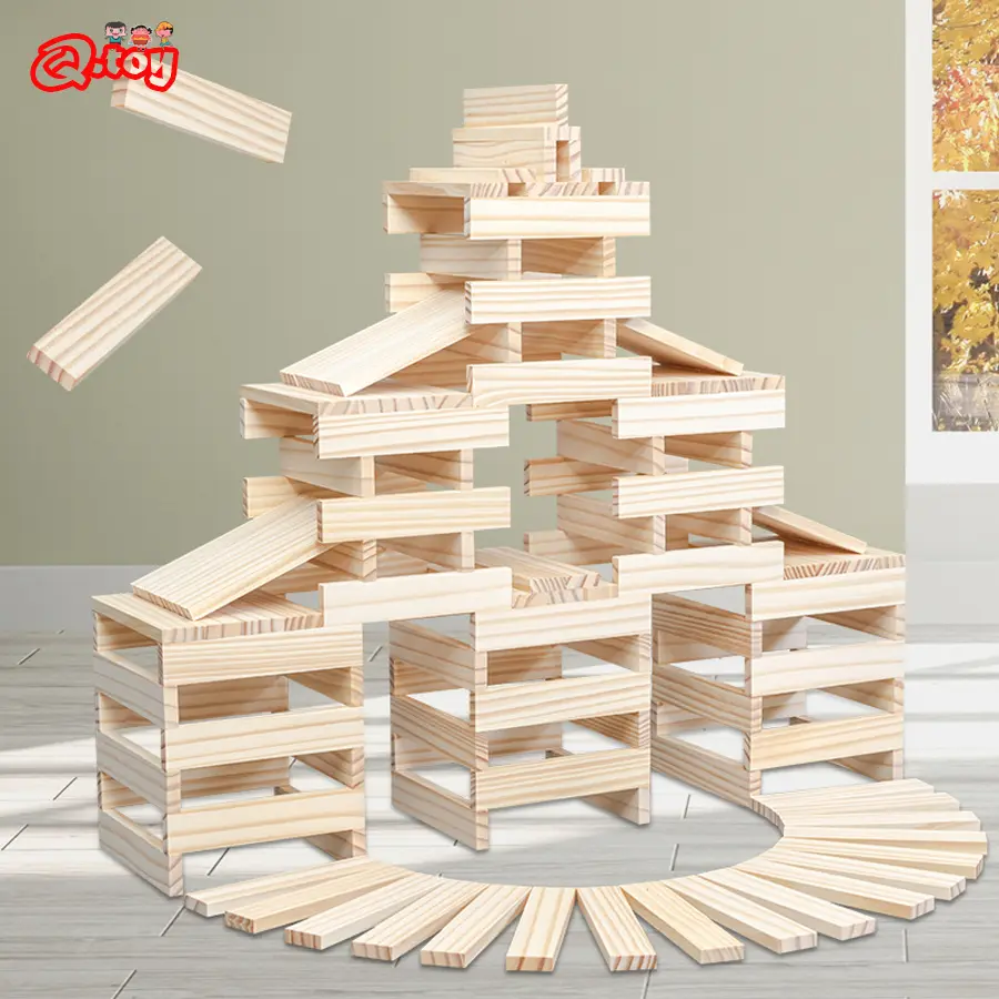 100kom Drvene kocke za građenje arhitektura DIY edukativne igračke za decu set za konstrukciju slaganje visoke kocke puzzle igre za decu