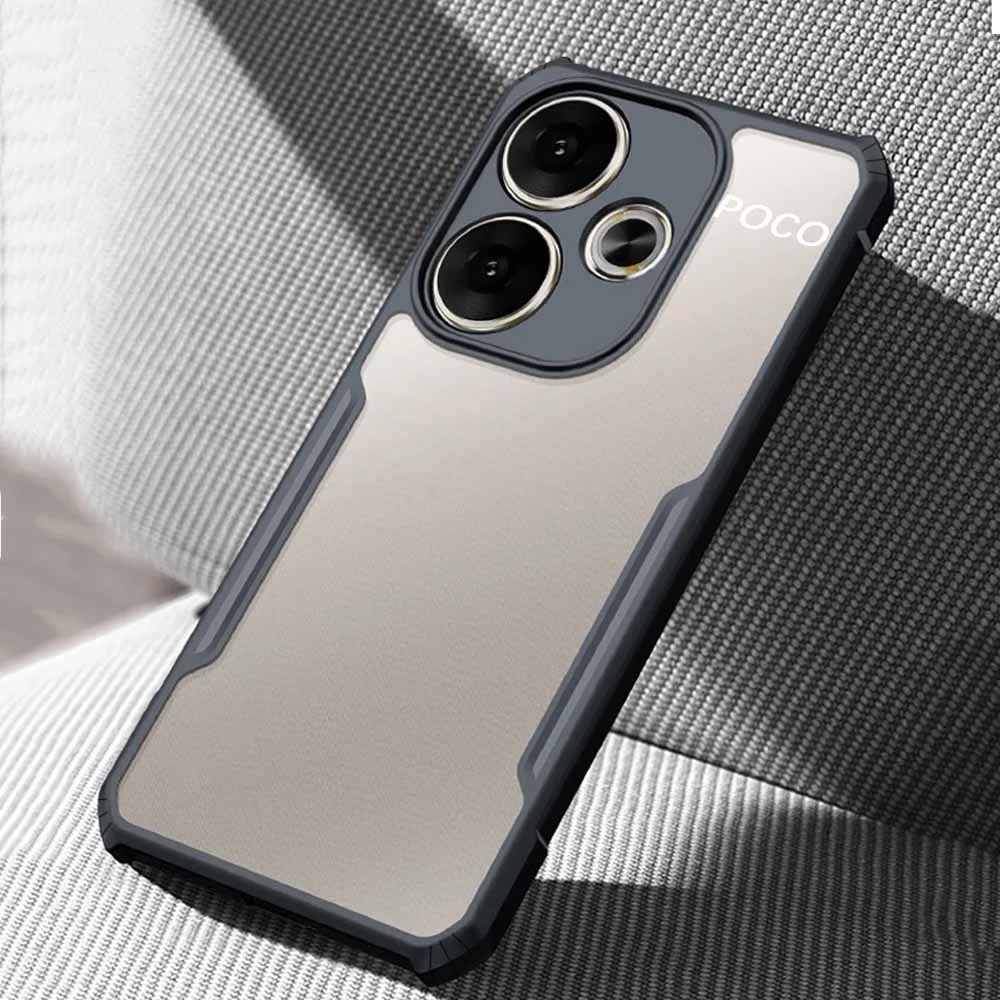 Shockproof Protective Case for POCO F6 - Matte Translucent Back with Reinforced Corners