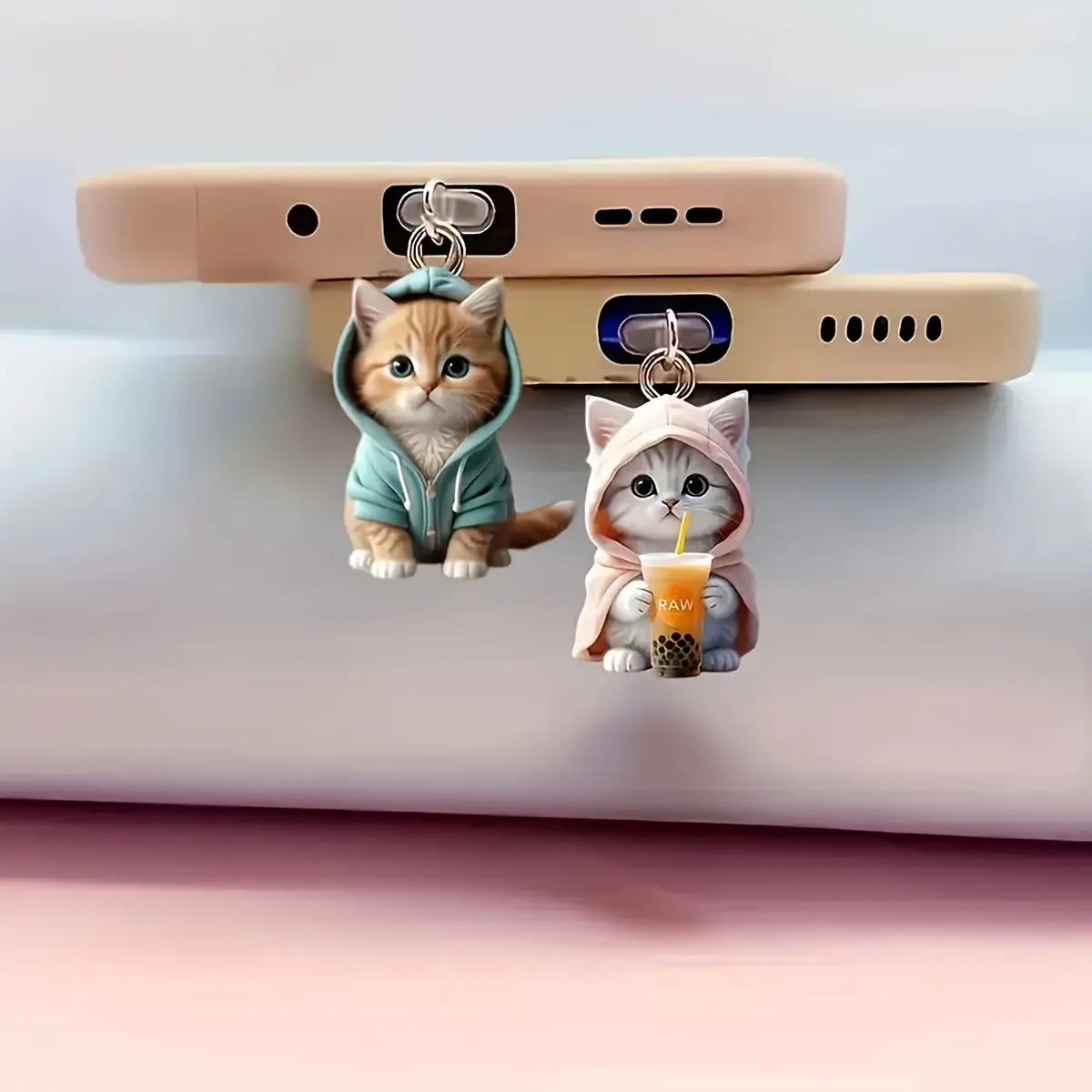 Cute Cat Phone Charging Port Charm - Kawaii Kitten Accessory for iPhone & Type-C
