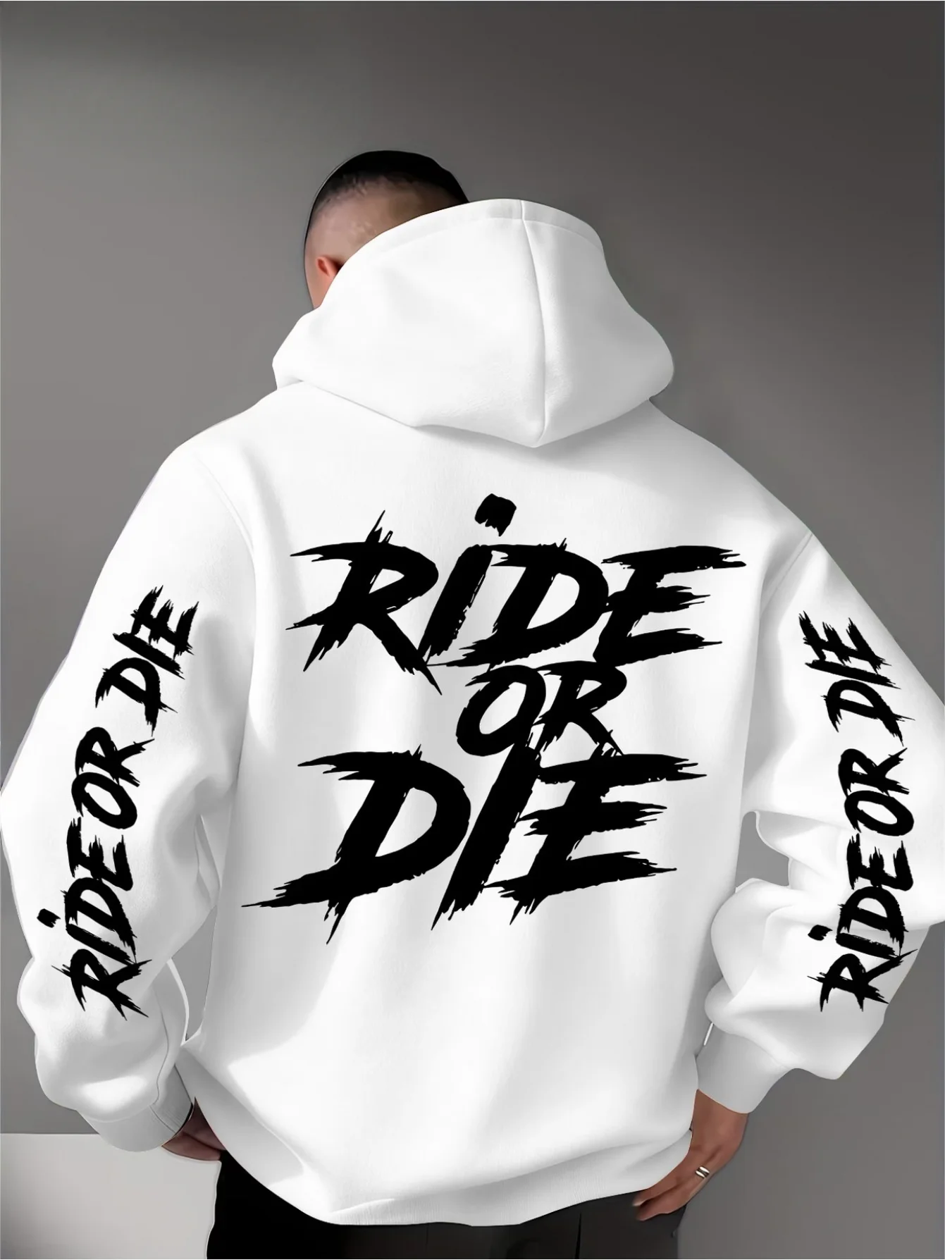 Muški Ride Or Die grafički duks sa kapuljačom oversized streetwear sportska dukserica casual jesen zima gornji deo sa kapuljačom