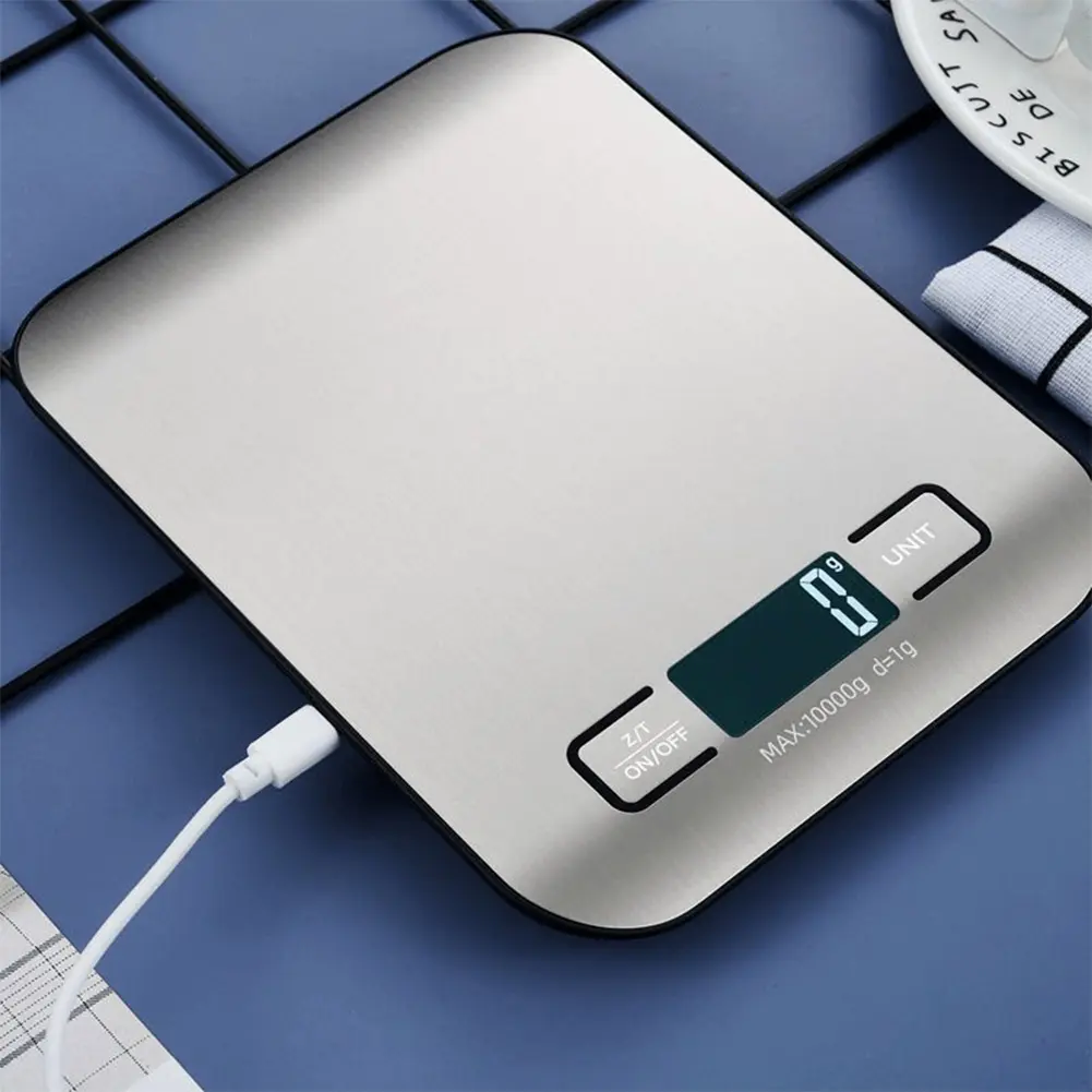 Digitalna kuhinjska vaga sa LCD ekranom 10Kg/1g elektronska vaga za merenje težine, USB punjenje, vaga za hranu za kuvanje i pečenje