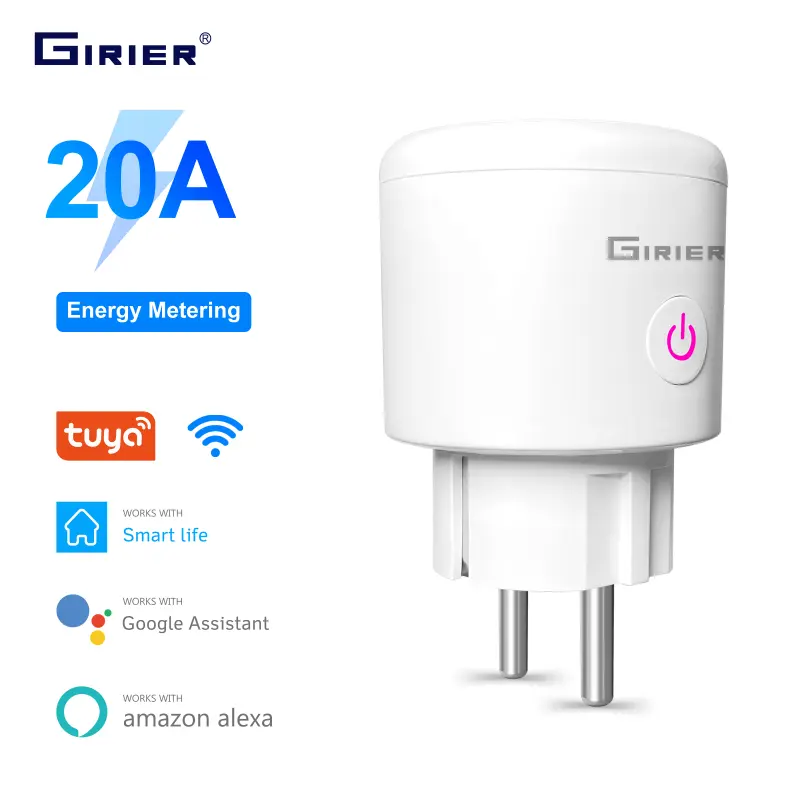 Tuya Wifi Plug 20A Smart Socket EU sa funkcijom praćenja potrošnje energije Smart Life aplikacija daljinsko upravljanje utičnica radi sa Alexa Google Home