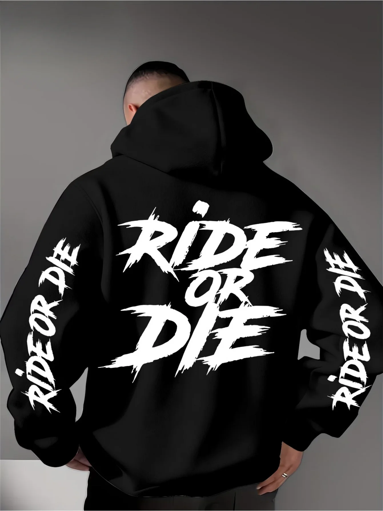 Muški Ride Or Die grafički duks sa kapuljačom oversized streetwear sportska dukserica casual jesen zima gornji deo sa kapuljačom