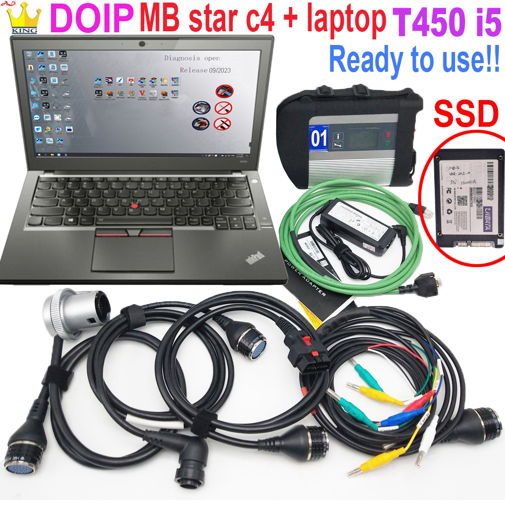 WIFI DOIP C4 MB Star C4 DOIP Plus SD Connect C4 with WiFi Function Diagnostic Tools MB SD C4 SSD with T450 Laptop for Car Truck