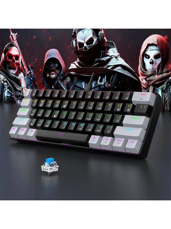 60% Mechanical Gaming Keyboard - 61 Key Compact RGB Backlit Keyboard