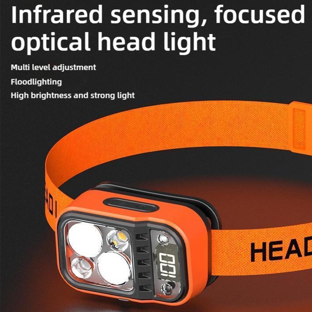 Punjiva LED čeona lampa, ultra-svetla lampa sa 5 režima, USB punjenje, 60° podesiva, dugotrajna za kampovanje, trčanje