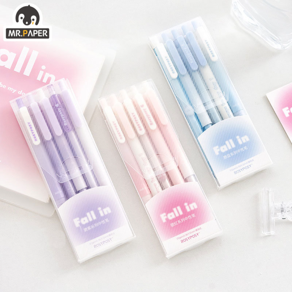 Set od 5 gradijent gel olovaka za pisanje, estetski dizajn, 0.5mm/0.38mm, za školski pribor i kancelarijski materijal