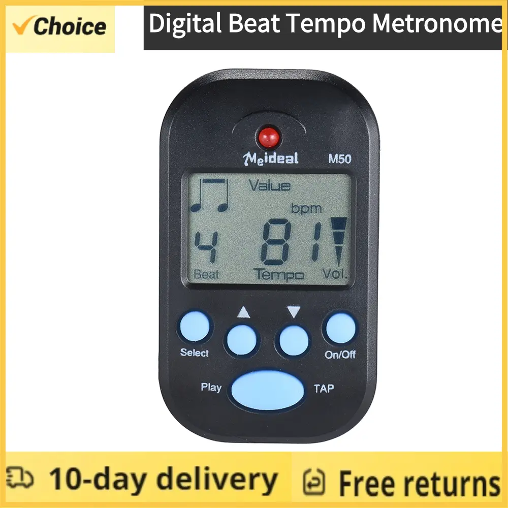 M50 Mini metronom sa LCD digitalnim ekranom, 0~9 taktova, višestruki ritmovi, štipaljka za gitaru, violinu, bas i žičane instrumente