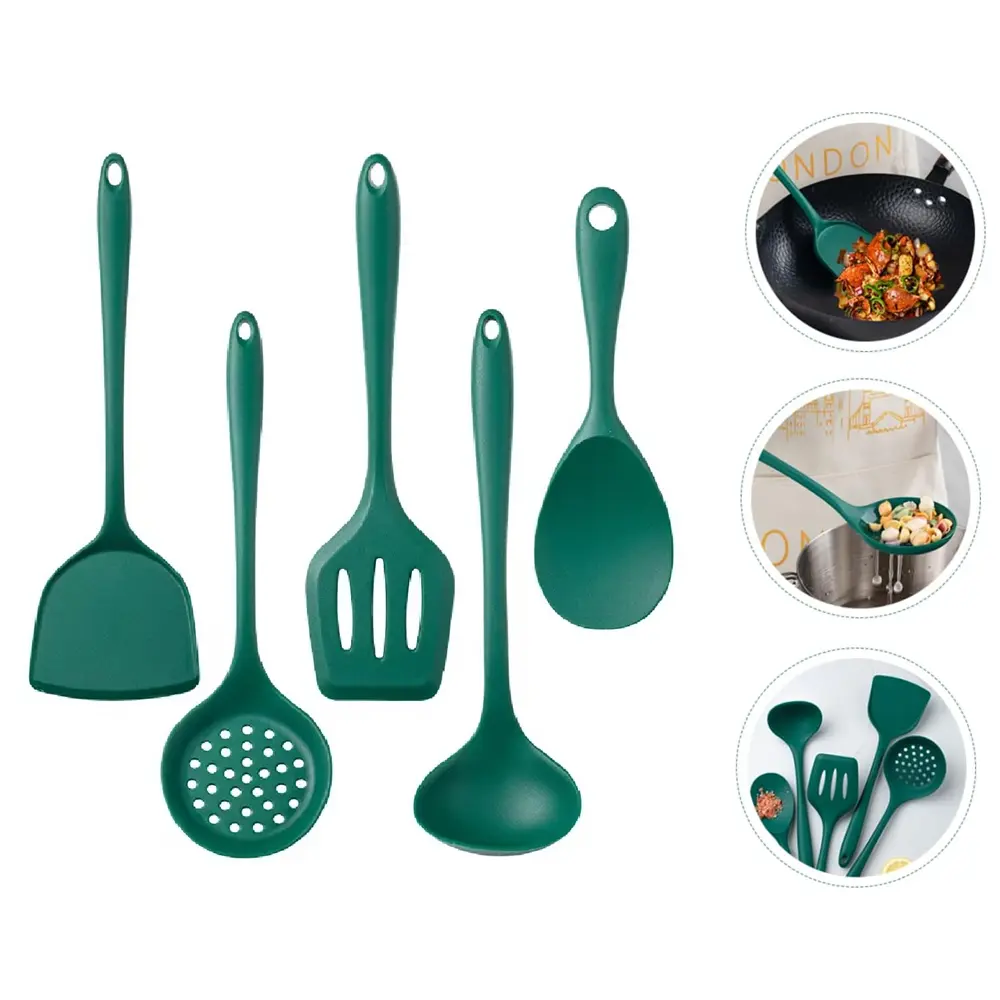 Set kuhinjskog pribora od 5 delova, silikonski set kuhinjskog pribora, za kuvanje, netoksičan i otporan na toplotu