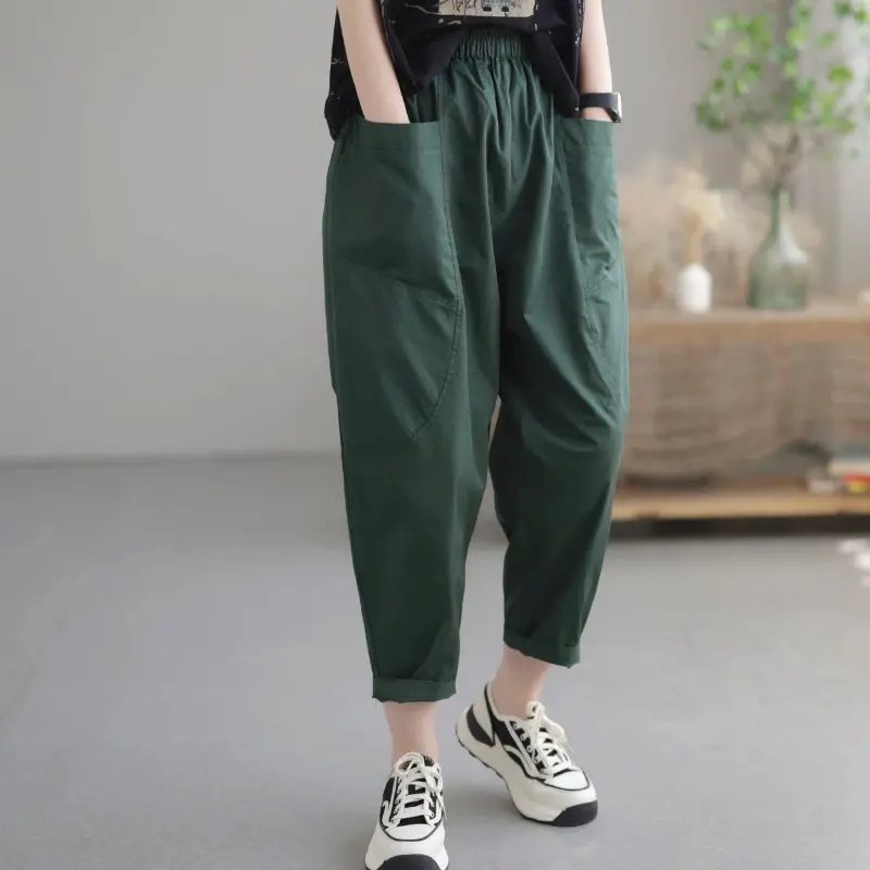 Ženske ležerne pantalone jesenji novitet jednostavne tanke moderne retro harem trendi