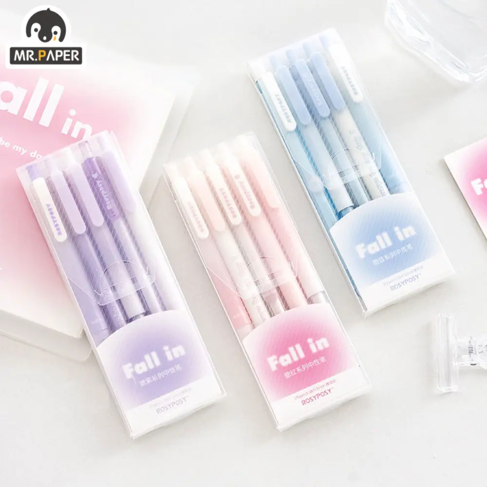 Set od 5 gradijent gel olovaka za pisanje, estetski dizajn, 0.5mm/0.38mm, za školski pribor i kancelarijski materijal