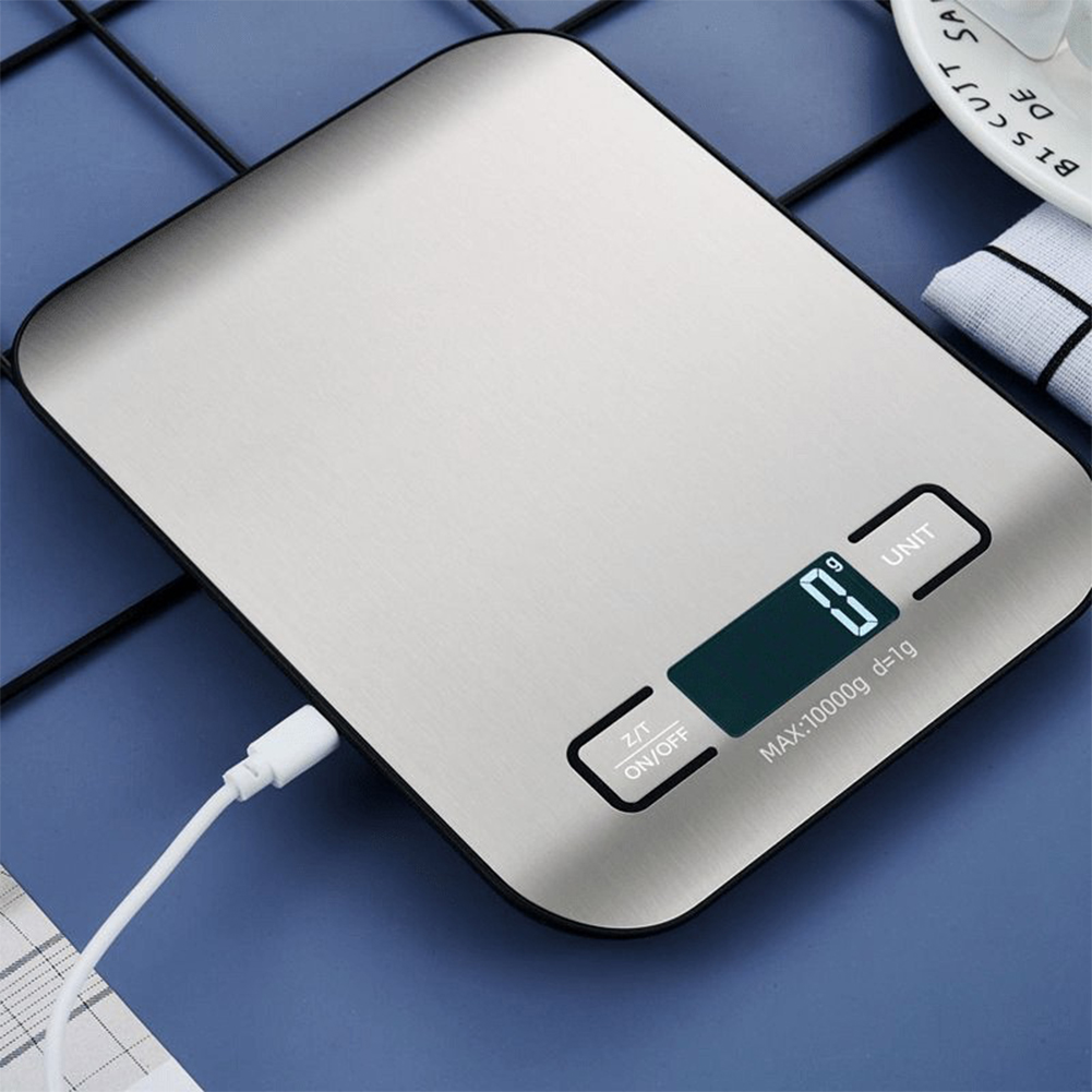 Digitalna kuhinjska vaga sa LCD ekranom 10Kg/1g elektronska vaga za merenje težine, USB punjenje, vaga za hranu za kuvanje i pečenje