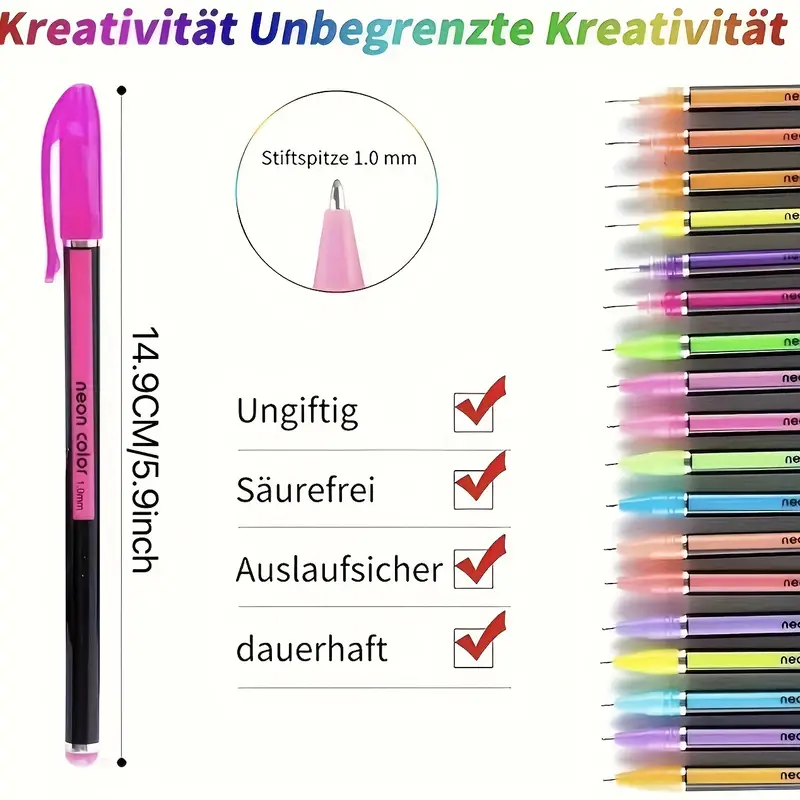 Set od 60 gel olovaka - šljokičaste, metalik, neonske i pastelne olovke na bazi vode za pisanje, crtanje i vođenje dnevnika