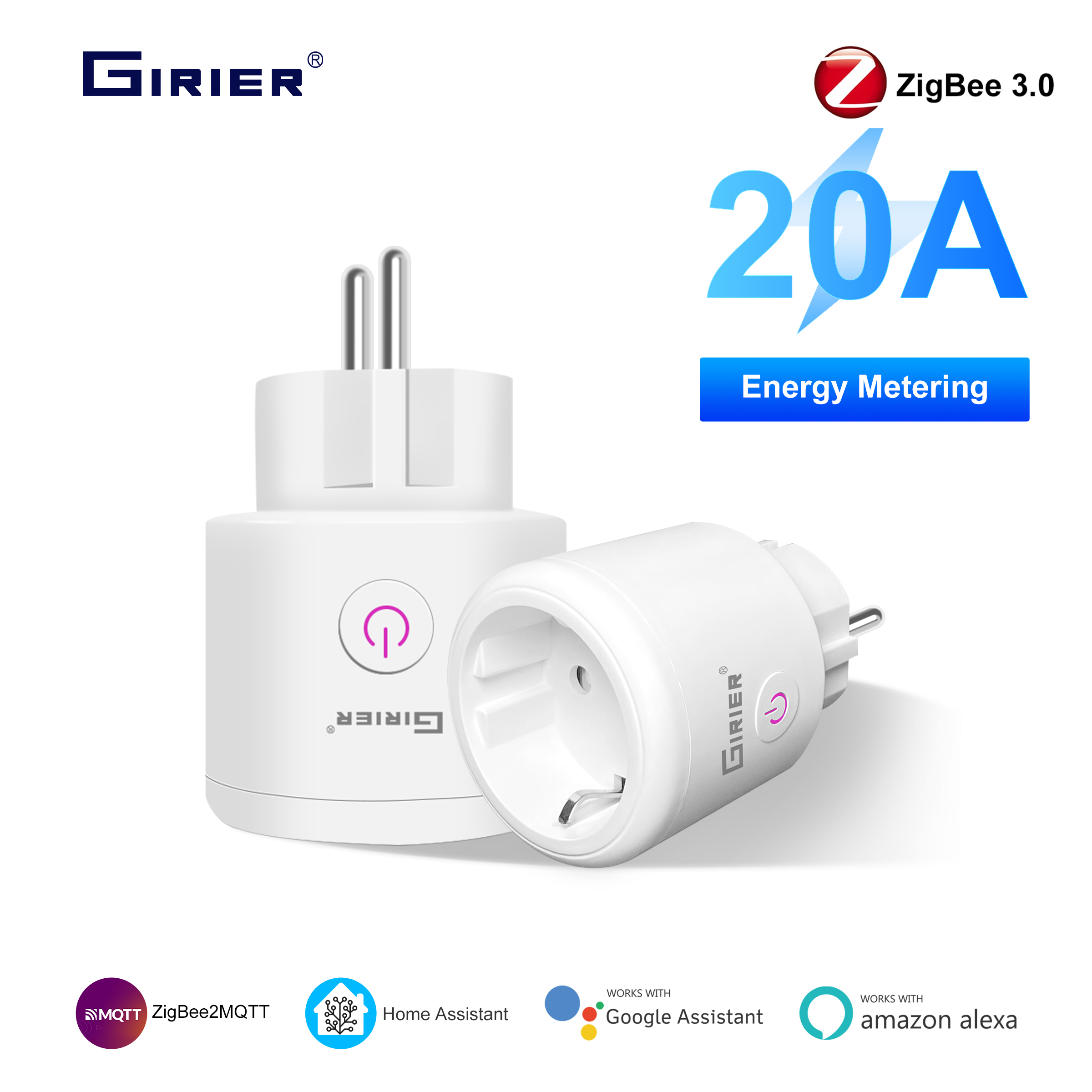 Girier Smart ZigBee 3.0 utičnica 20A sa merenjem potrošnje energije i glasovnom kontrolom