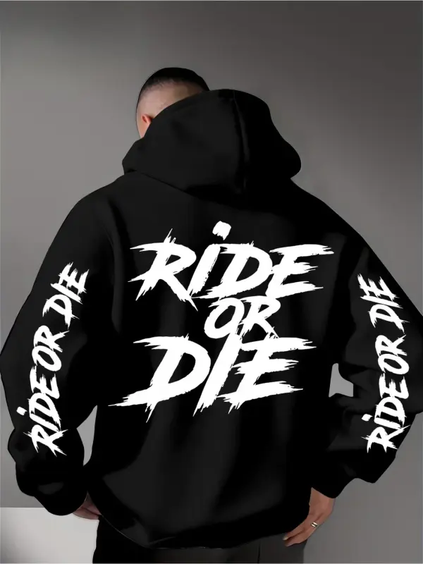 Muški Ride Or Die grafički duks sa kapuljačom oversized streetwear sportska dukserica casual jesen zima gornji deo sa kapuljačom