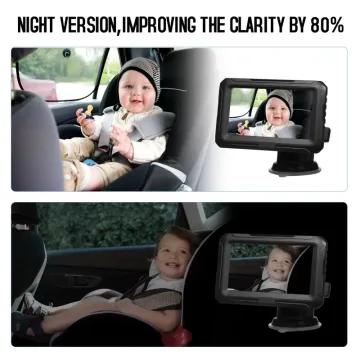 1080P Baby Car Mirror monitor sa kamerom, auto ogledalo za bebe sa 4.3'' IPS ekranom i funkcijom noćnog vida za odojčad, decu i kućne ljubimce