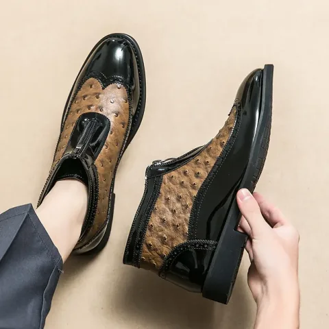 Muške duboke čizme luksuzne kožne oksfordice elegantne čizme za odelo modne ležerne čizme sa platformom za posao venčanja Chelsea čizme sa rajsferšlusom za muškarce