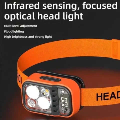 Punjiva LED čeona lampa, ultra-svetla lampa sa 5 režima, USB punjenje, 60° podesiva, dugotrajna za kampovanje, trčanje