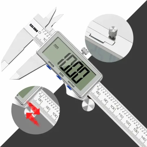 Digitalni šubler, unapređeni digitalni šubler od nerđajućeg čelika 150mm/6 inča sa velikim LCD ekranom, savršen za kućnu upotrebu, „uradi sam“ projekte