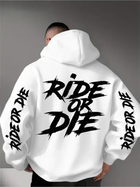 Muški Ride Or Die grafički duks sa kapuljačom oversized streetwear sportska dukserica casual jesen zima gornji deo sa kapuljačom