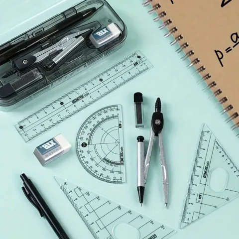 Školski set za geometriju, 10 delova, komplet šestara i lenjira za matematiku, savršen za učenike, upotrebu u učionici, domaće zadatke i časove matematike