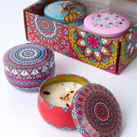 4 kom/set Mirisne sveće u kutiji Vintage cvet ruža lavanda tegle od sojinog voska mirisne sveće poklon za venčanje rođendan dekoracija za dom