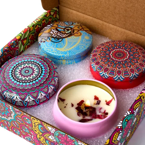 4 kom/set Mirisne sveće u kutiji Vintage cvet ruža lavanda tegle od sojinog voska mirisne sveće poklon za venčanje rođendan dekoracija za dom