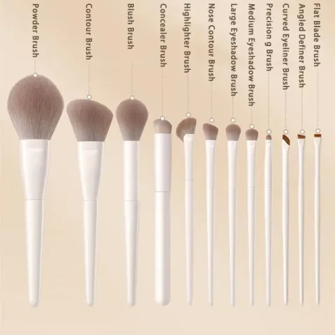 Set od 12 četkica za šminkanje za tečni puder, korektor, puder u prahu, senke, rumenilo, Kabuki četkica za blendanje, kozmetički alat za lice