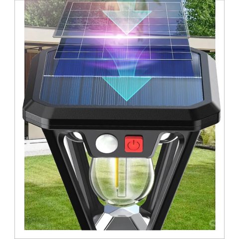 Solarna LED lampa sa senzorom pokreta za spoljašnju upotrebu, vodootporna, za dvorište, ulicu, baštu, vilu, trem, zidna i ubodna, dvonamenska za kampovanje