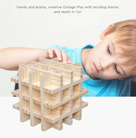 100kom Drvene kocke za građenje arhitektura DIY edukativne igračke za decu set za konstrukciju slaganje visoke kocke puzzle igre za decu