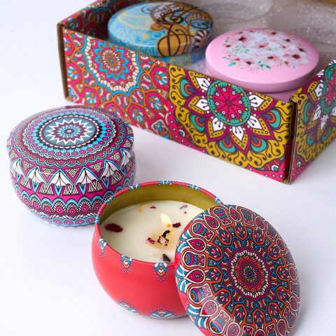 4 kom/set Mirisne sveće u kutiji Vintage cvet ruža lavanda tegle od sojinog voska mirisne sveće poklon za venčanje rođendan dekoracija za dom