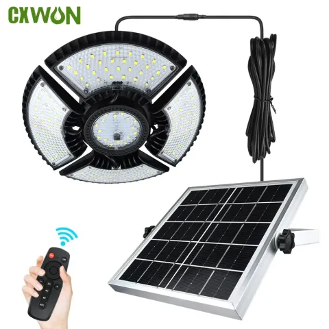 Solarno svetlo za baštu i dvorište, super jako, sklopivi luster sa 4 lista, svetlo za garažu sa senzorom pokreta, 136 LED solarna lampa za šupu