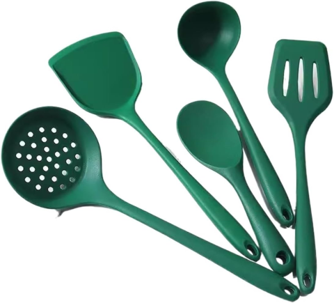 Set kuhinjskog pribora od 5 delova, silikonski set kuhinjskog pribora, za kuvanje, netoksičan i otporan na toplotu