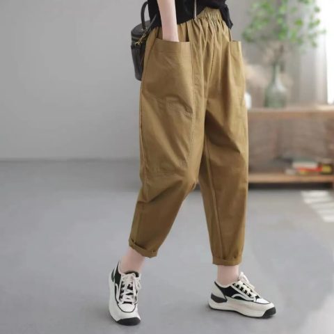 Ženske ležerne pantalone jesenji novitet jednostavne tanke moderne retro harem trendi