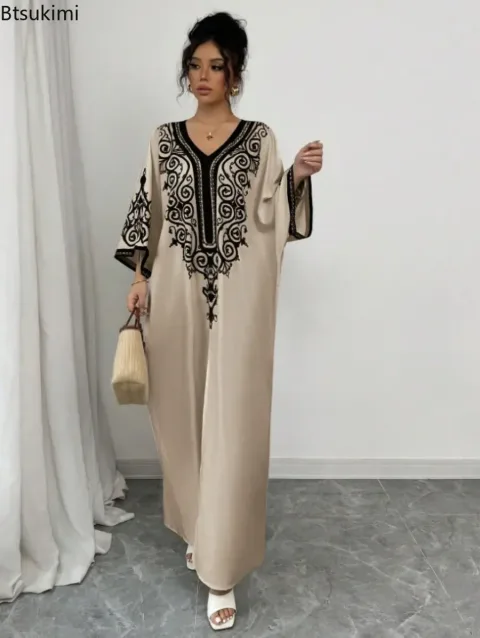 Muslimske maksi haljine za žene sa V izrezom, široki kroj, elegantna haljina za zabave, Dželabija, Ramazanska elegantna haljina, Vestidos Largos, arapski marokanski kaftan, Abaje