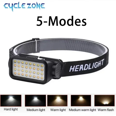 Punjiva čeona lampa sa 32 LED diode, 5 režima, podesiva, prenosiva za noćne avanture na otvorenom, pecanje, šetnju, planinarenje