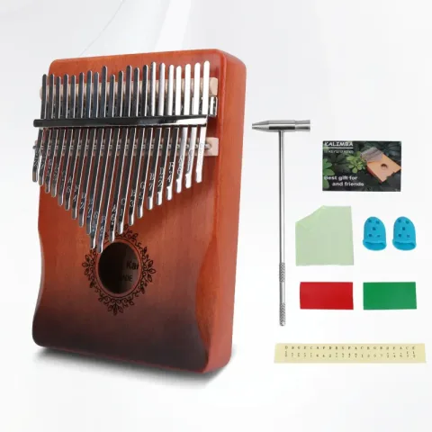 Ergonomska Kalimba sa 21 dirkom, prenosivi retro Mbira klavir za palčeve sa čekićem za štimovanje i vodičem, odličan za početnike i profesionalce