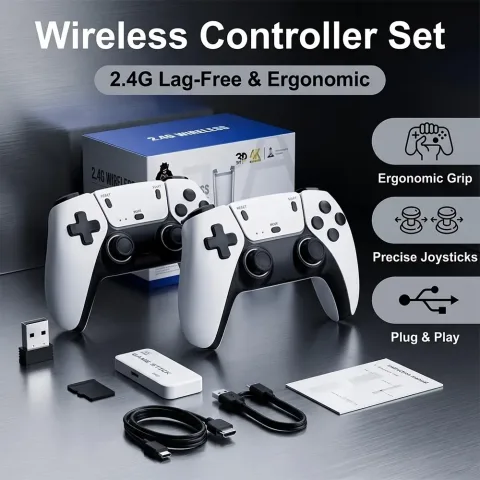 Bežična retro konzola Game Stick Pro 4K sa dva kontrolera
