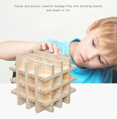 100kom Drvene kocke za građenje arhitektura DIY edukativne igračke za decu set za konstrukciju slaganje visoke kocke puzzle igre za decu